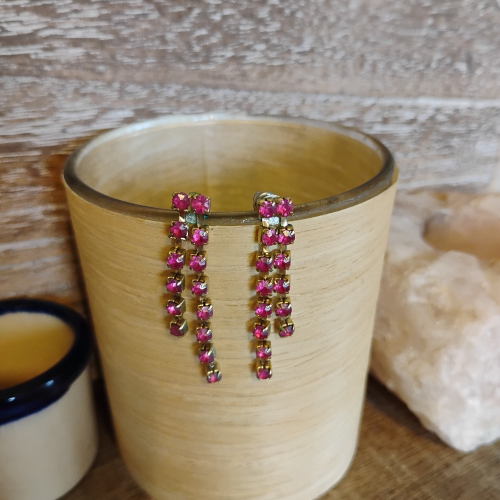 pink rhinestone drop earrings